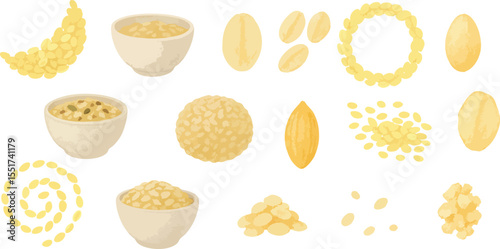 Watercolor Oat Grain Botanical Illustration Hand-Painted Organic Cereal Crop Element in Rustic Natural Style | Generative AI
