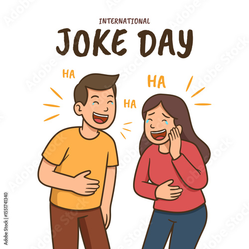 International joke day poster. Laughing, July 01