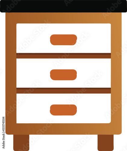 Yellow brown Nightstand Drawer Cabinet vector icon isolated on a transparent background