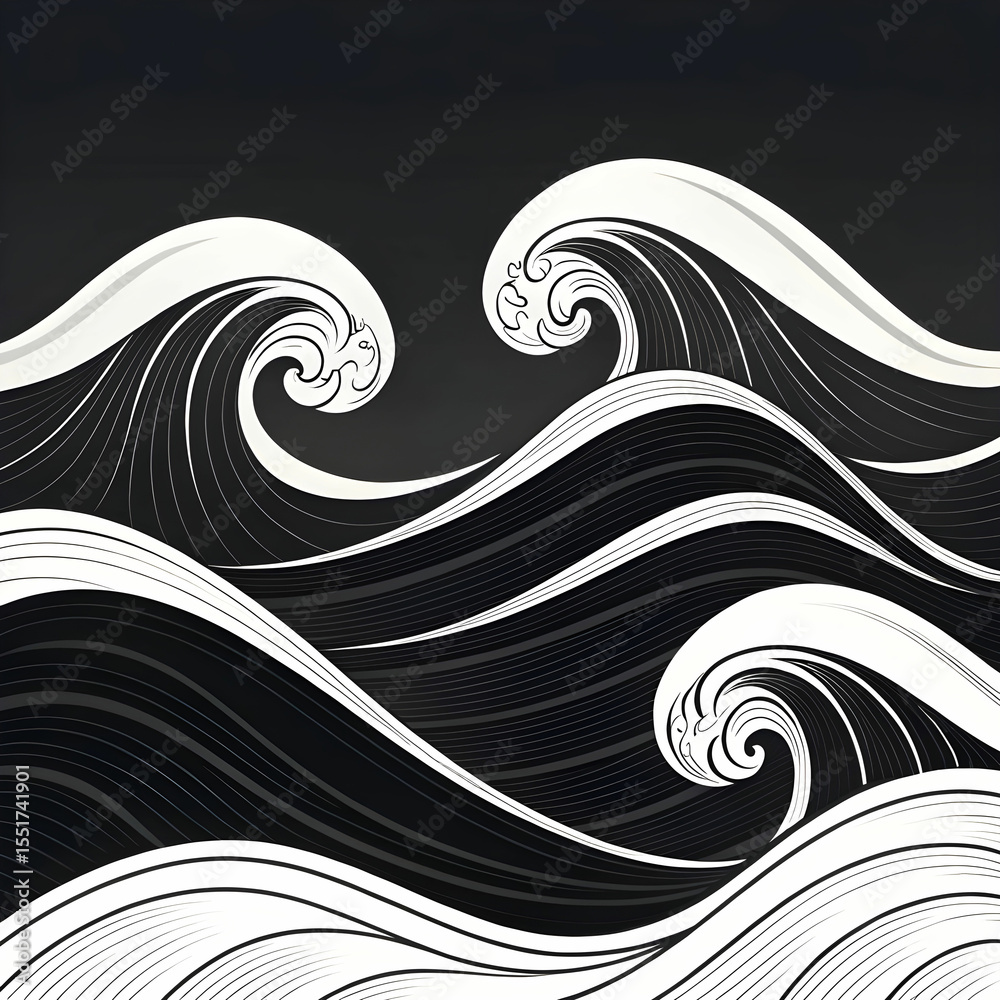 Fototapeta premium modern black and white wave background