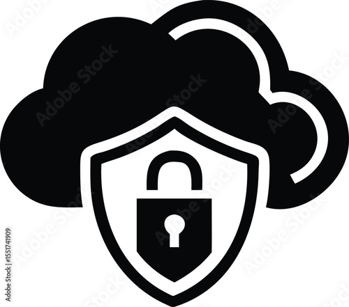 Secure cloud storage protected by a shield icon