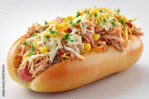  Brazilian hotdog with soft bun Generative AI	
