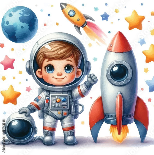 Lost Astronaut Floating in Deep Space – Dark Vector Art - Astronaut Reaching for a Star – Inspirational Poster Design - Cute Astronaut Playing Guitar in Space – Cartoon Character