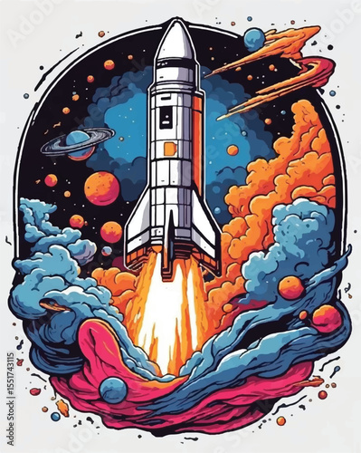 Retro Astronaut Poster – Vintage Space Travel Theme - Astronaut with Galaxy Background – Modern Vector Design - Astronaut Reading Book in Zero Gravity – Funny Concept - Group of Astronauts in Space