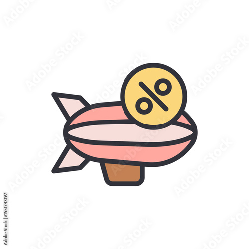 Airship With Percentage Sign Depicts Sales And Discount Opportunities