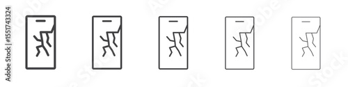 Broken phone screen icon simple illustration logo art