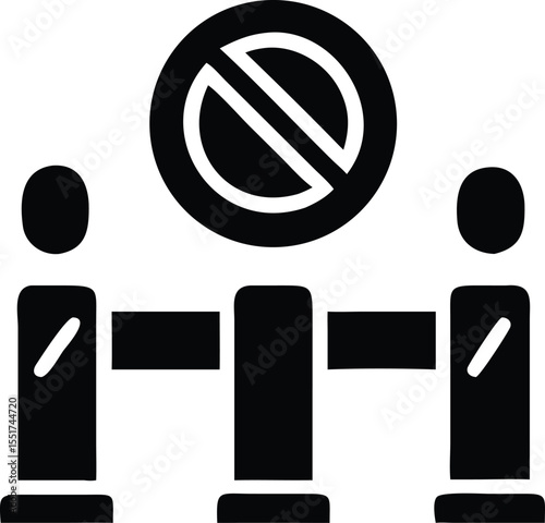 Social distancing restricted prohibition sign icon
