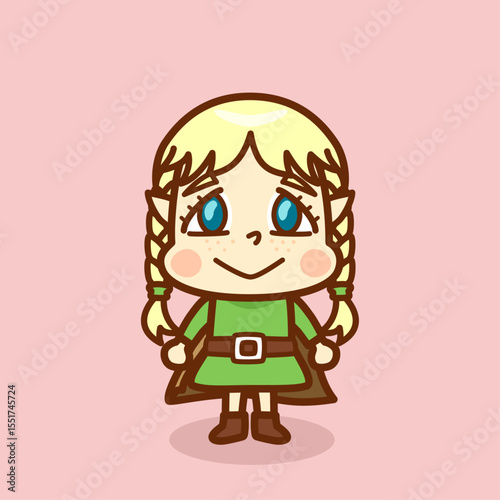 幼いエルフの女の子のイラスト／
Illustration of a little elf girl