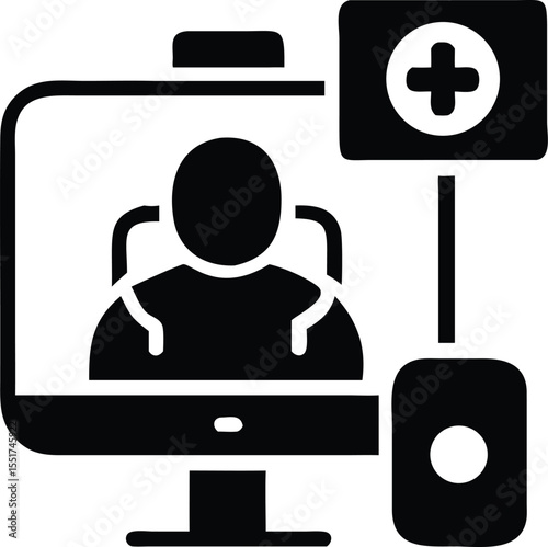 Telemedicine consultation and healthcare icon