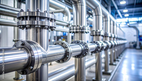 High-resolution close-up of industrial plumbing system