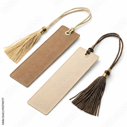 two cardboard bookmarks with tassel mockup
