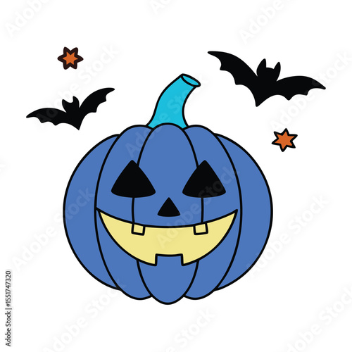 Spooky Halloween Pumpkin Vector Illustration.