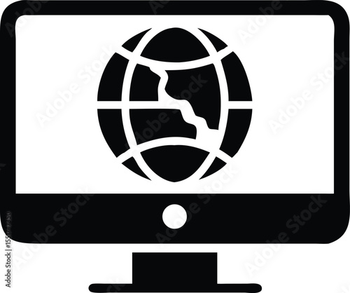 World wide web represented on computer monitor icon