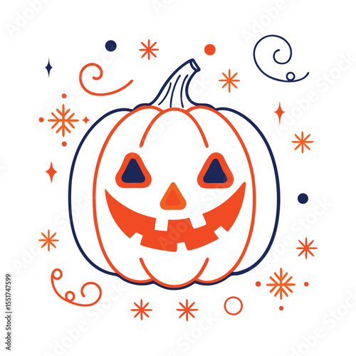 Spooky Halloween Pumpkin Vector Illustration.