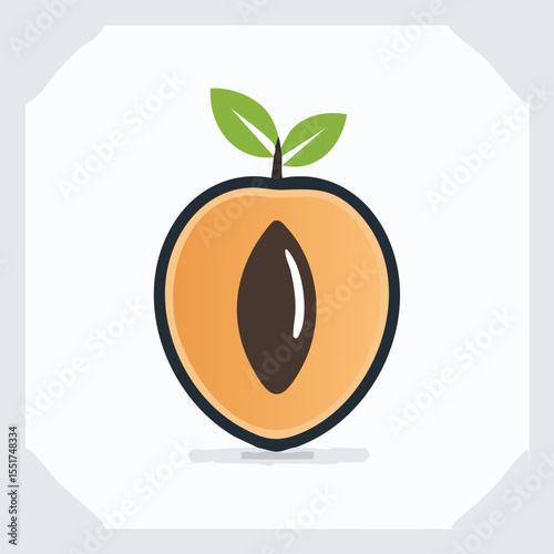 Minimal Flat Vector of Sapodilla Fruit – Clean and Simple Design with Bold Black Outline, No Gradients, Perfect for Icons, Stickers, and Healthy Food Graphics