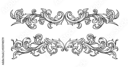 Hand drawn realistic ornamental border