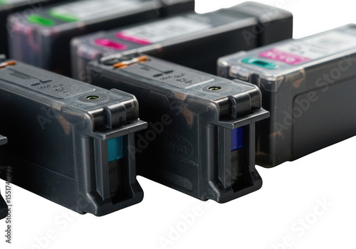 Printer ink cartridges isolated on transparent background