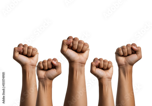 Illustration Raised Fists Gesture of Group Hands in Protest Power Unity