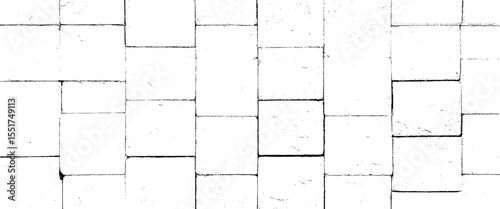 Vector old black and white light embossed stones wall