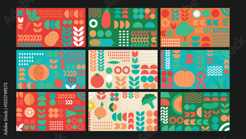 Vegetable harvest background Set