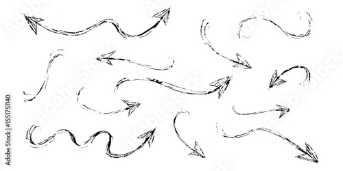 Vector hand brush stroke texture doodle elements arrow