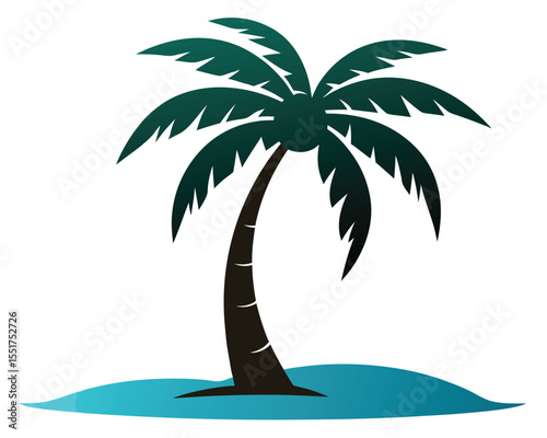 Stylized Palm Tree on a Small Island with Blue Water