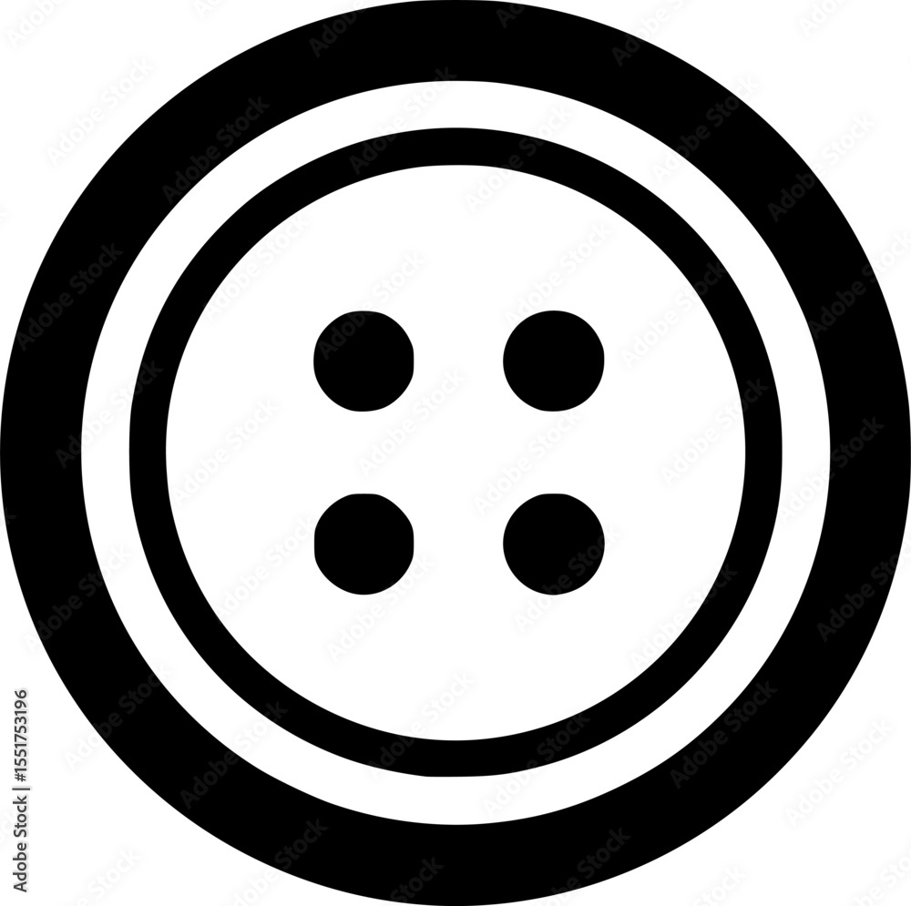 Fototapeta premium Simple black and white button with four holes, a classic design vector illustration 