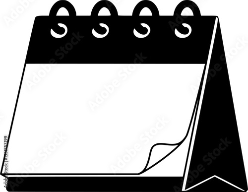 Black silhouette illustration of a tearoff calendar with day number showing vector illustration
