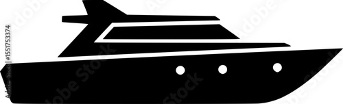 Simple vector outline of a boat, ship, yacht or motorboat vessel vector illustration
