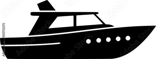Simple vector outline of a boat, ship, yacht or motorboat vessel vector illustration
