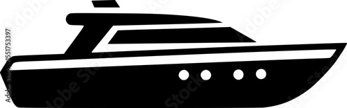 Simple vector outline of a boat, ship, yacht or motorboat vessel vector illustration
