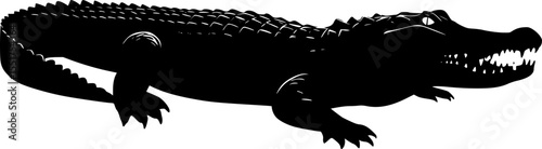 Silhouette of a powerful and mysterious alligator against a clean white backdrop vector illustration
