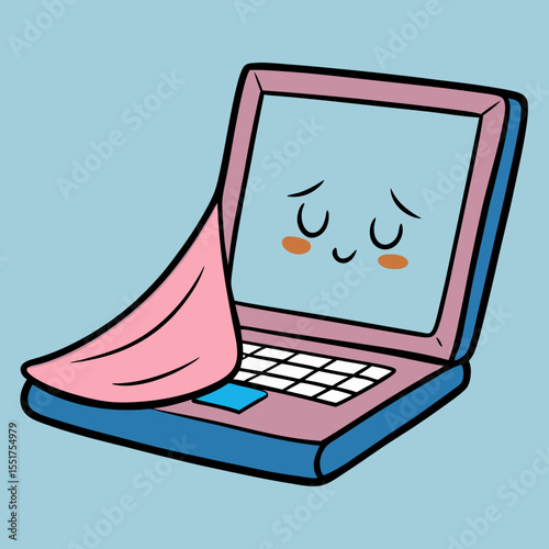 Laptop Sleeping with blanket