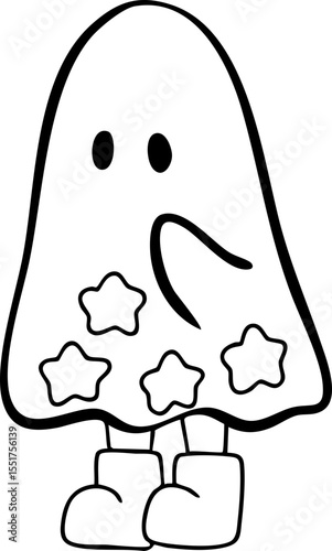Cartoon, element, ghost in a cloak, autumn, Halloween, illustration, cute picture, hand-painted