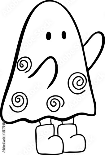 Cartoon, element, ghost in a cloak, autumn, Halloween, illustration, cute picture, hand-painted