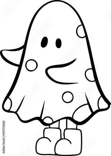 Cartoon, element, ghost in a cloak, autumn, Halloween, illustration, cute picture, hand-painted