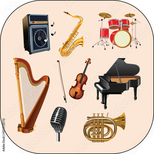 Collection of musical instruments and musical elements