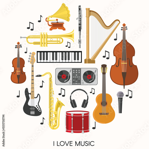 Collection of musical instruments and musical elements
