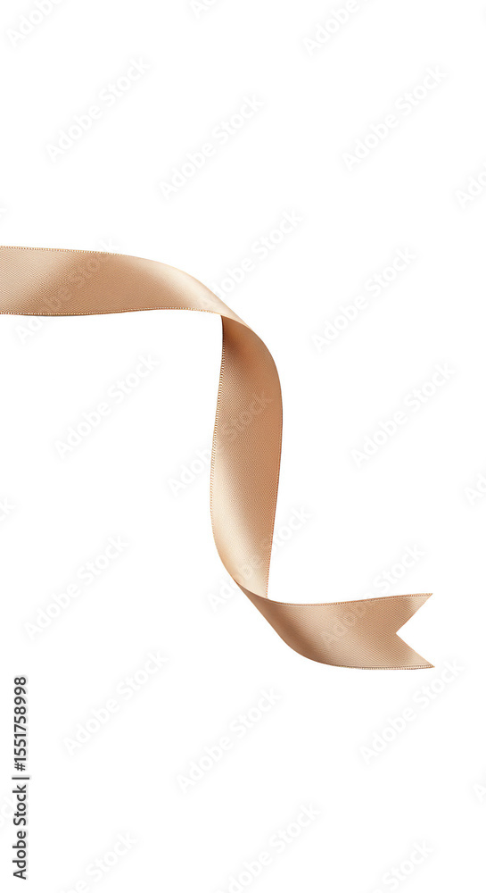 Fototapeta premium Isolated Beige Ribbon Silk Fabric Tape Design Element on Transparent Background