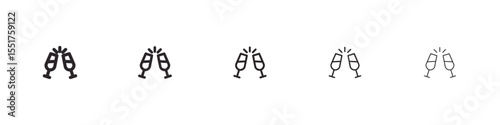 Champagne glass clinking icon simple illustration logo art