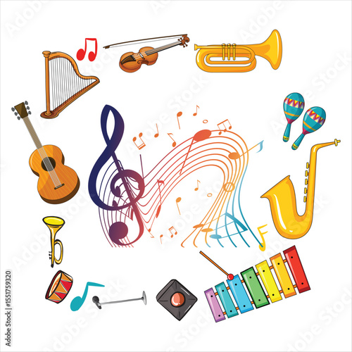 Collection of musical instruments and musical elements