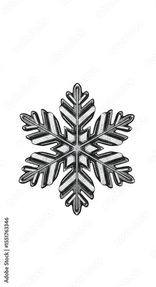 Isolated Detailed Snowflake Illustration on Transparent Black Background Isolated Detailed Snowflake Illustration on Transparent Black Background