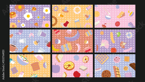 Breakfast and brunch background Set