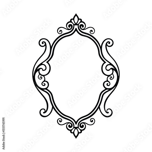 baroque curls mirror vector illustration