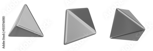 3D Chrome Metallic Abstract Shape Objects, 3d rendering steel gradient shape design element, futuristic, shiny design