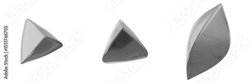 3D Chrome Metallic Abstract Shape Objects, 3d rendering steel gradient shape design element, futuristic, shiny design