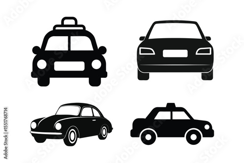 Car silhouette  vector bundle  illustration, Set of black Car silhouette  vector