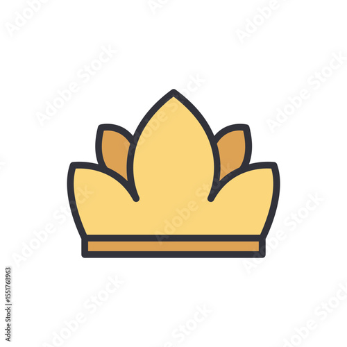 Golden Crown Icon Isolated Symbolizing Royalty And Achievement
