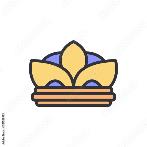 Stylized Depiction Of A Golden Crown With Gemstones Illustration