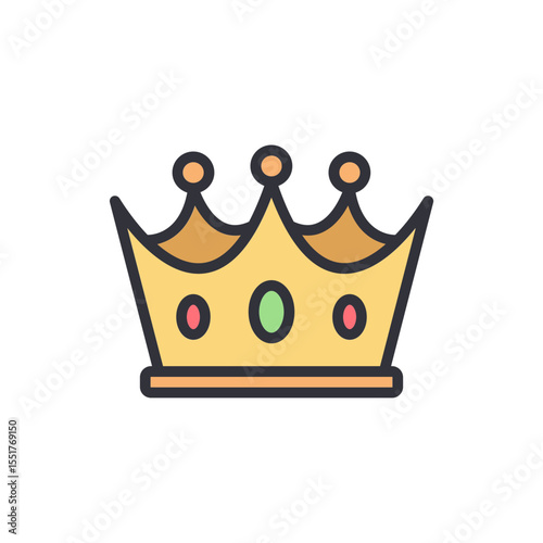 Stylized Golden Crown With Gemstones Symbolizing Royalty And Leadership
